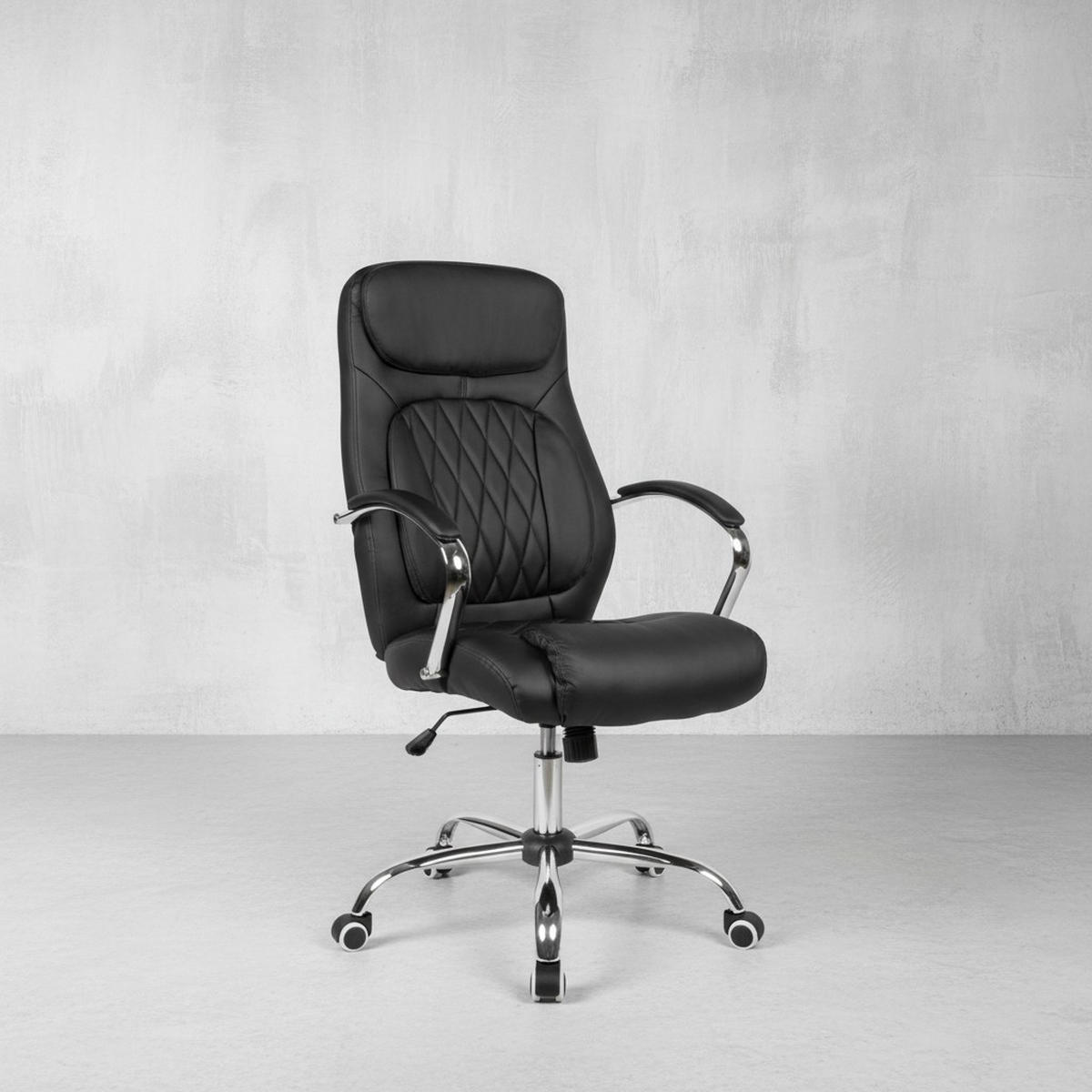 BÜROSTUHL ergonomisch gepolstert mit Wippmechanik & großem Fußkreuz, modernes Design - Silberfarben/Schwarz, Kunststoff/Textil (70/123/70cm) - KADIMA DESIGN