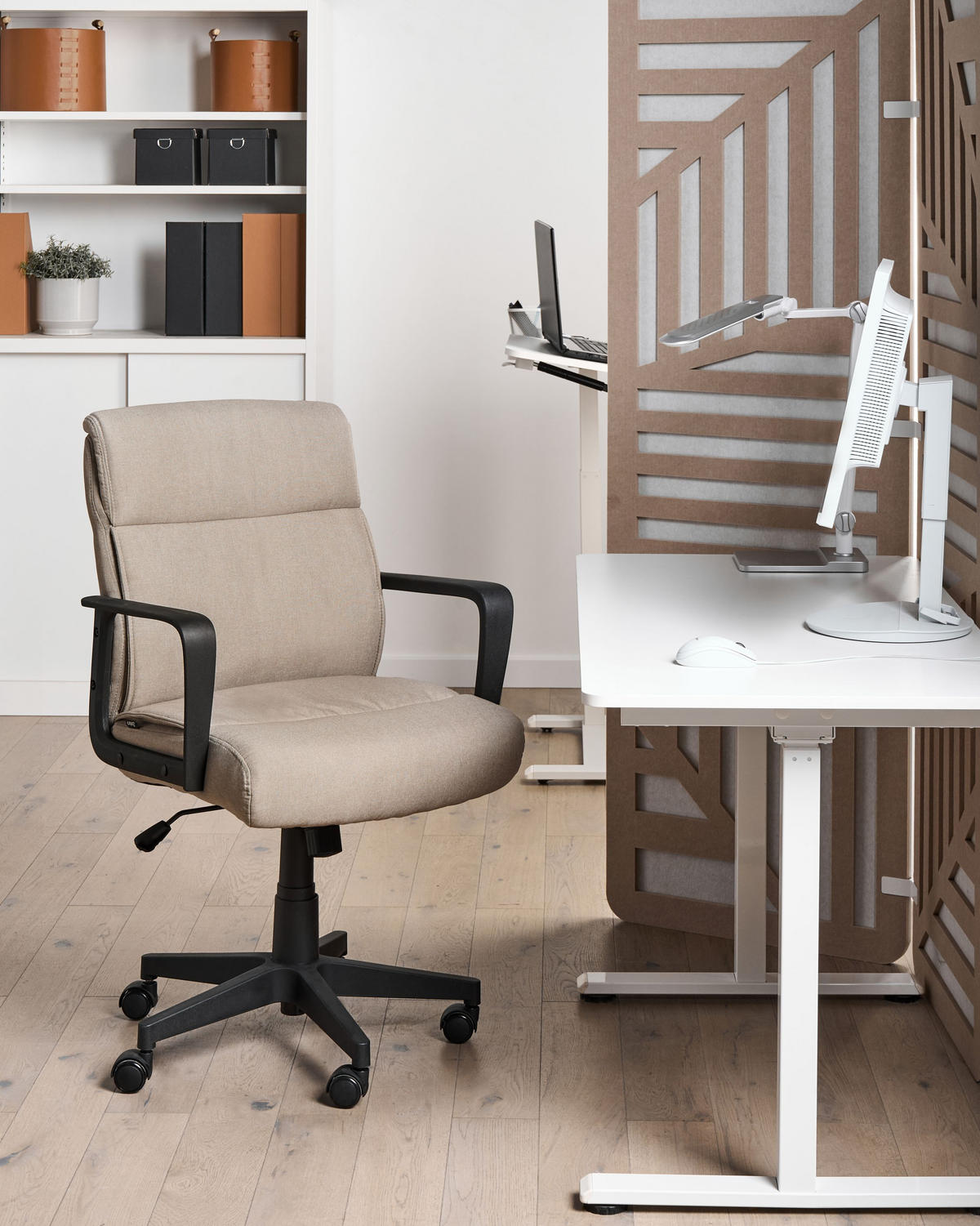 BÜROSTUHL Beige Byron - Beige/Schwarz, Textil (61/93/69cm) - Beliani