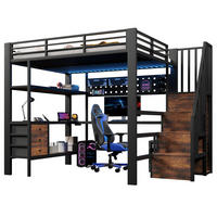HOCHBETT 140/200 cm aus Metall/MDF mit Schreibtisch und Stauraum Schwarz - Schwarz, Holzwerkstoff (140/200cm) - Modenvie