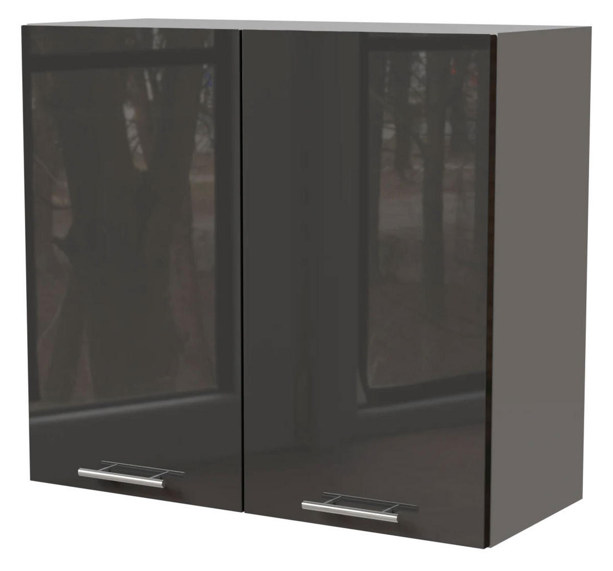 KÜCHENHÄNGESCHRANK Essen W3/80 Graphit Hochglanz / Grau Matt 80 / 32,5 / 72cm - Graphitfarben/Grau, Holz/Holzwerkstoff (80/72/32.5cm) - Feldmann-Wohnen