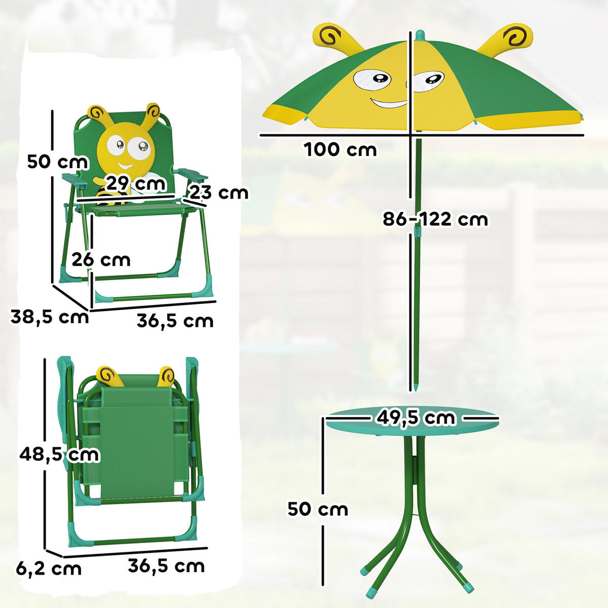 KINDERSITZGRUPPE, Grün, Stahl, Polyester - Grün, Metall - AIYAPLAY
