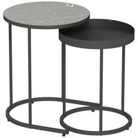 BEISTELLTISCH 2ER-SET Metall MDF Grau - Schwarz/Grau, Metall (42/42/54cm) - HOMCOM
