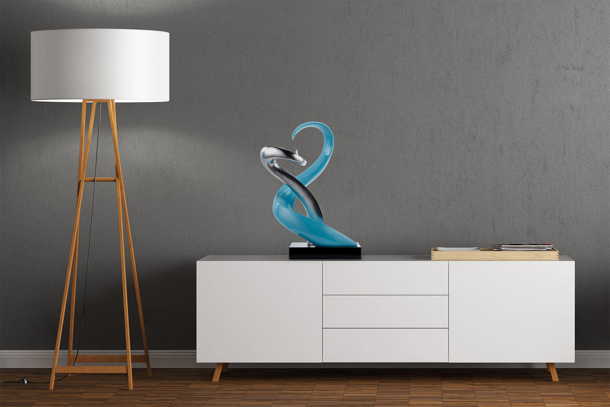 SKULPTUR Blau 45/63 cm - Blau/Silberfarben, Stein (8.75/63/28cm) - KUNSTLOFT