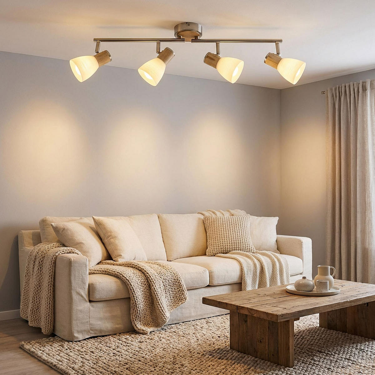 LED DECKENLEUCHTE Metall Silber GYLFI - Silberfarben, Glas (50/9/15.5cm) - Globo Lighting