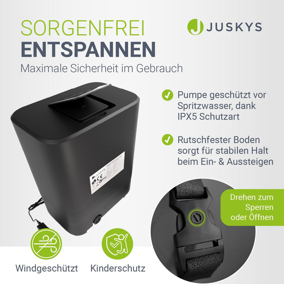 WHIRLPOOL SpaLuxe aufblasbar 185x185x65 cm grau/blau - Grau, Kunststoff (185/65/185cm) - Juskys