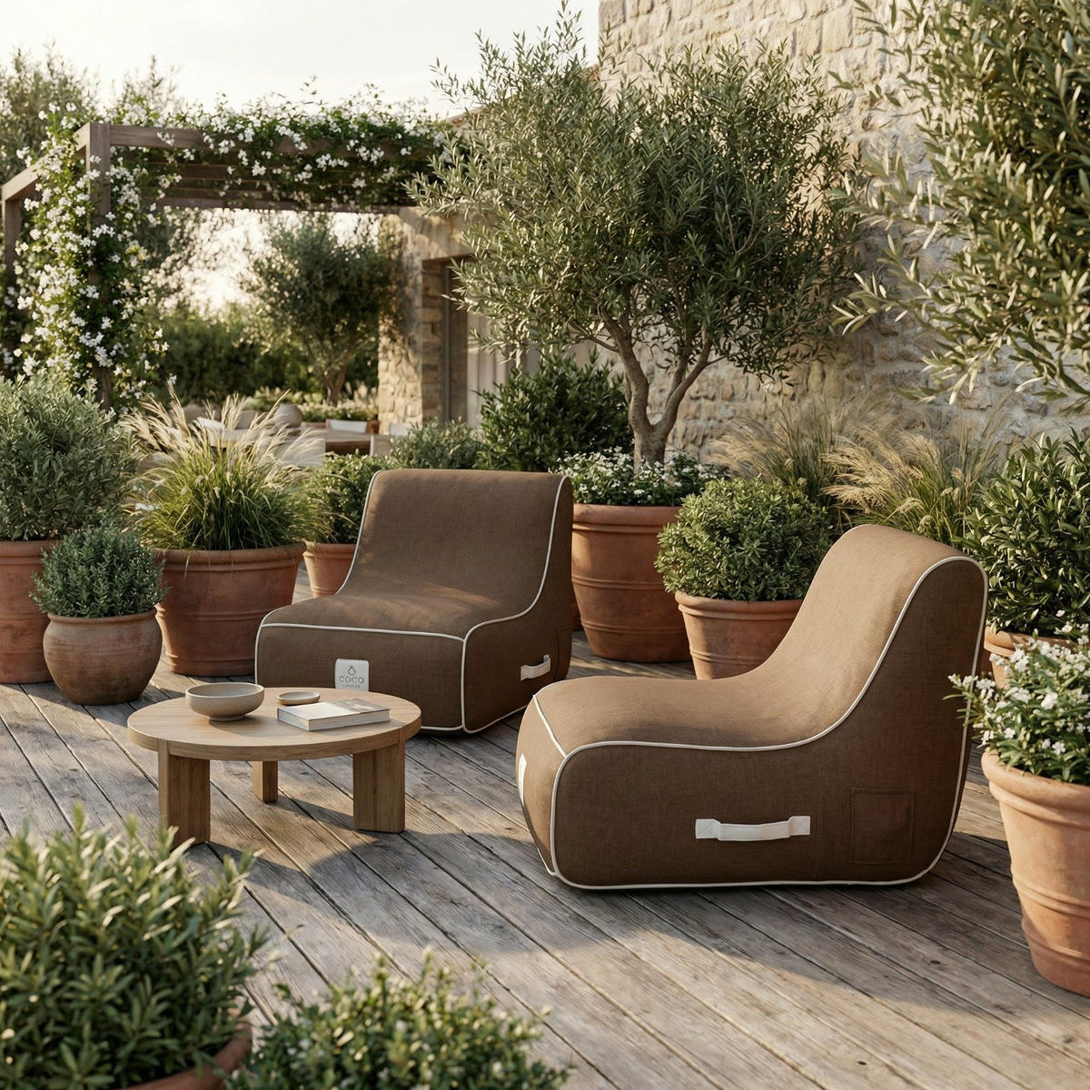 LOUNGESESSEL RIVIERA Braun - Braun, Kunststoff/Textil (75/75/75cm) - Coco Lounge