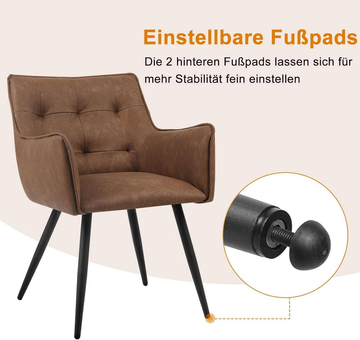 ESSZIMMERSTUHL Kunstlederbezug, Braun - Schwarz/Braun, Kunststoff/Textil (54/80/56cm) - Woltu