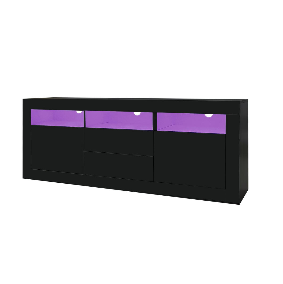 TV-SCHRANK mit LED-Beleuchtung 160 x 35 x 60 cm Hochglanz Schwarz - Schwarz, Holzwerkstoff (35/60/160cm) - Beauniv