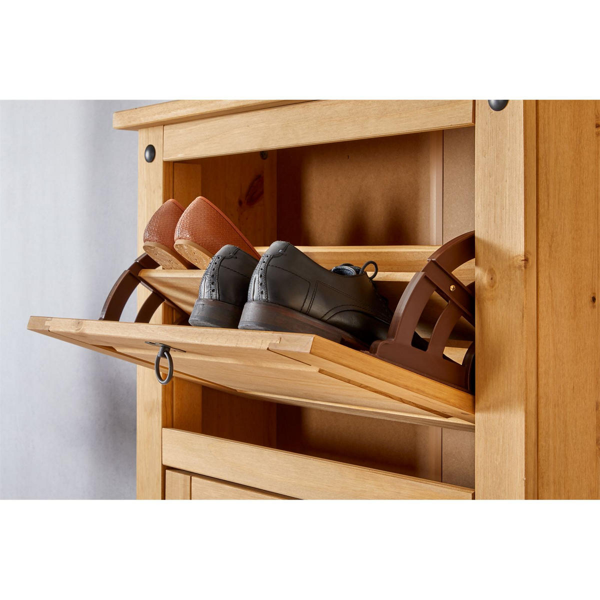 MEXIKO MÖBEL SCHUHSCHRANK TEQUILA - Kieferfarben, Holz (73/136/26cm) - IDIMEX
