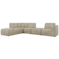 ROHOVÁ SEDAČKA NOARA 6M L Béžová Samet - Vľavo - čierna/béžová, textil/plast (244/355cm) - MKS
