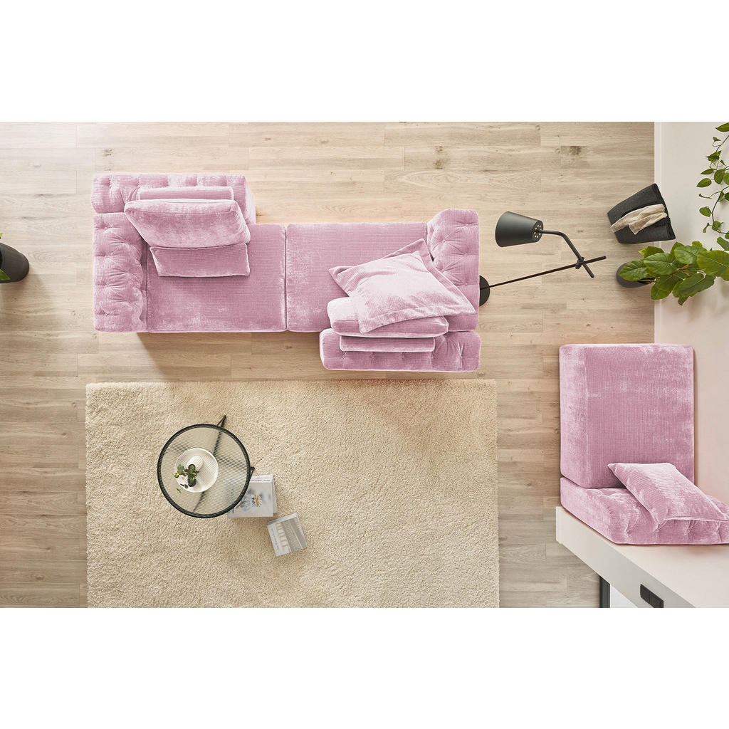 Thumbnail - Kawola Modulsofa, Pink, Textil, Echtholz, 4-Sitzer, Füllung: Kaltschaum, 268x62x191 cm, Wohnzimmer, Sofas & Couches, Sof...