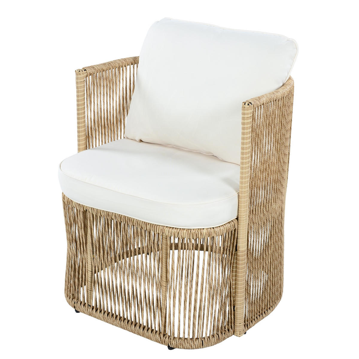 GARTENGARNITUR 4-teiliges Gartenmöbel Set,PE Rattan Outdoor Lounge Set,Weiß-Braun - Weiß, Metall - LVHOM