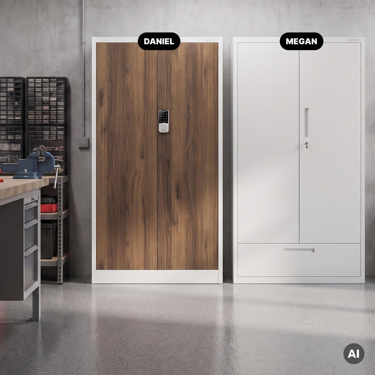 BÜROSCHRANK mit Zahlenschloss DANIEL 185x90x40 cm - Nussbaumfarben/Weiß, Metall (90/185/40cm) - Jan Nowak