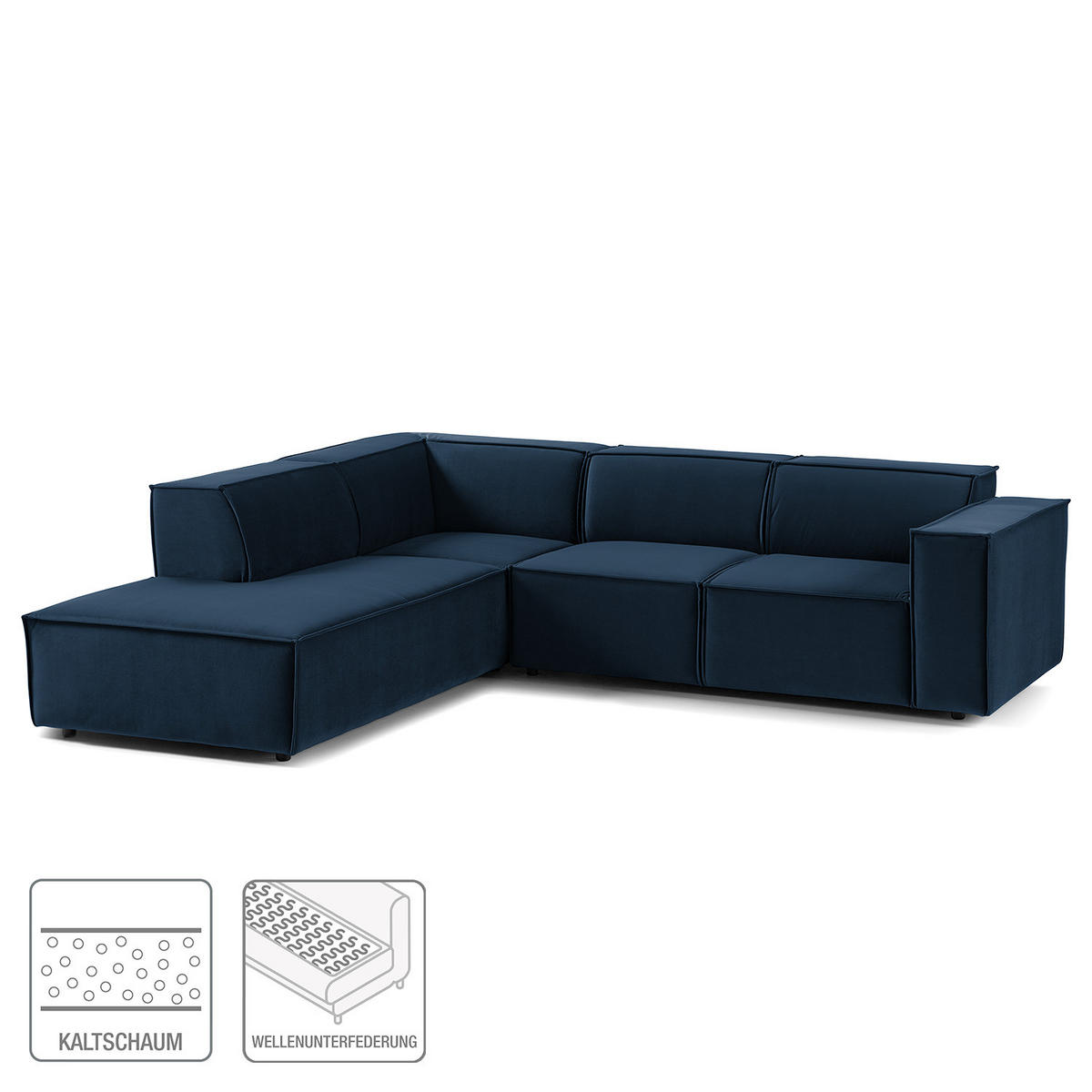 ECKSOFA mit Ottomane - Schwarz/Dunkelblau, Kunststoff/Textil (260/234cm) - home24