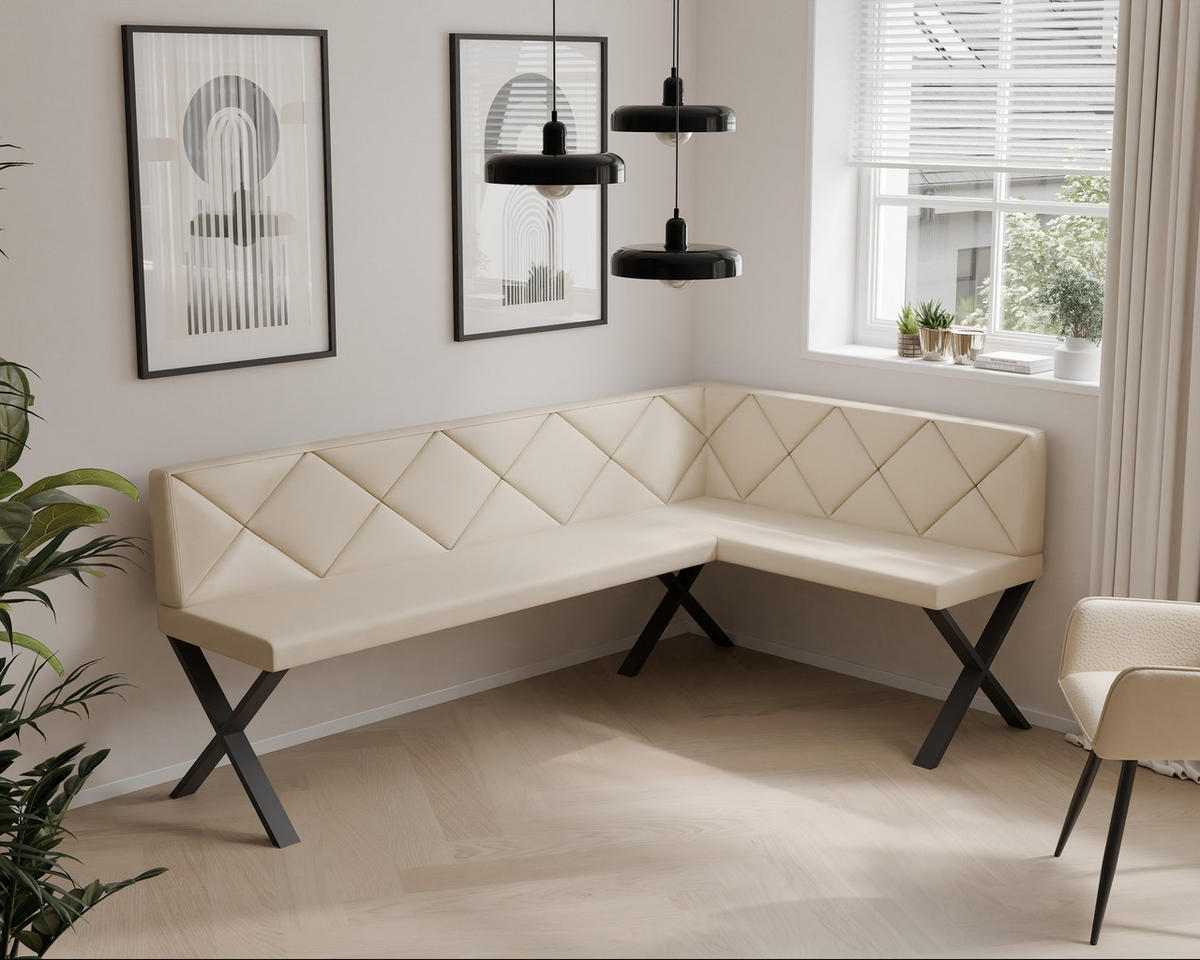 ECKBANK rechts VERO X Kunstleder gesteppt, 168/128 cm Beige - Beige, Kunststoff/Textil (128/168cm) - Idohome