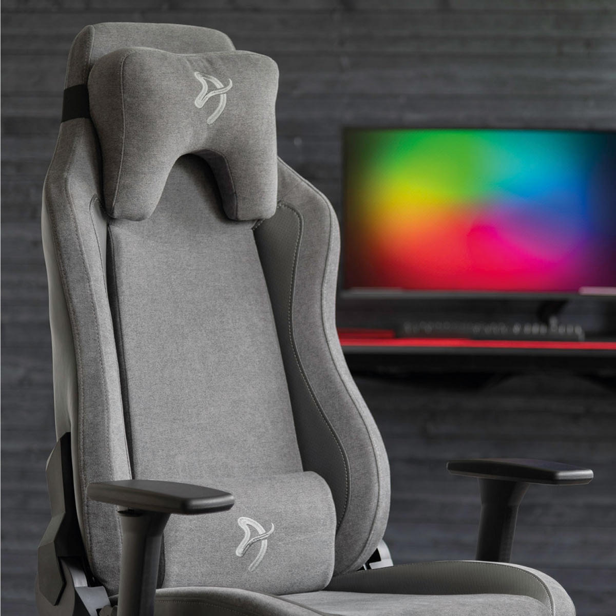 GAMINGSTUHL Vernazza Vento™ Esche - Schwarz/Grau, Kunststoff/Textil (68/135/50cm) - Arozzi