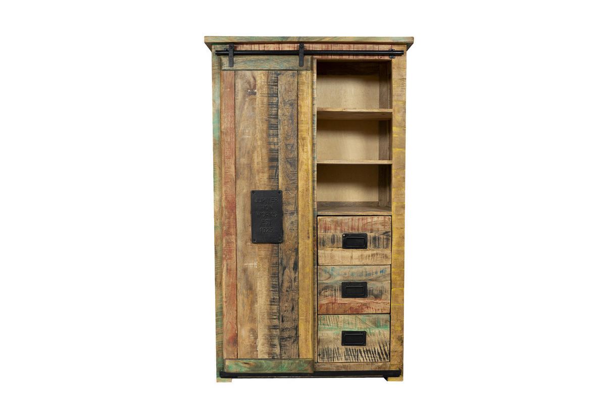 HIGHBOARD LIBRO - Hellbraun/Multicolor, Akazienholz/Holz (150/45/90cm) - SAM