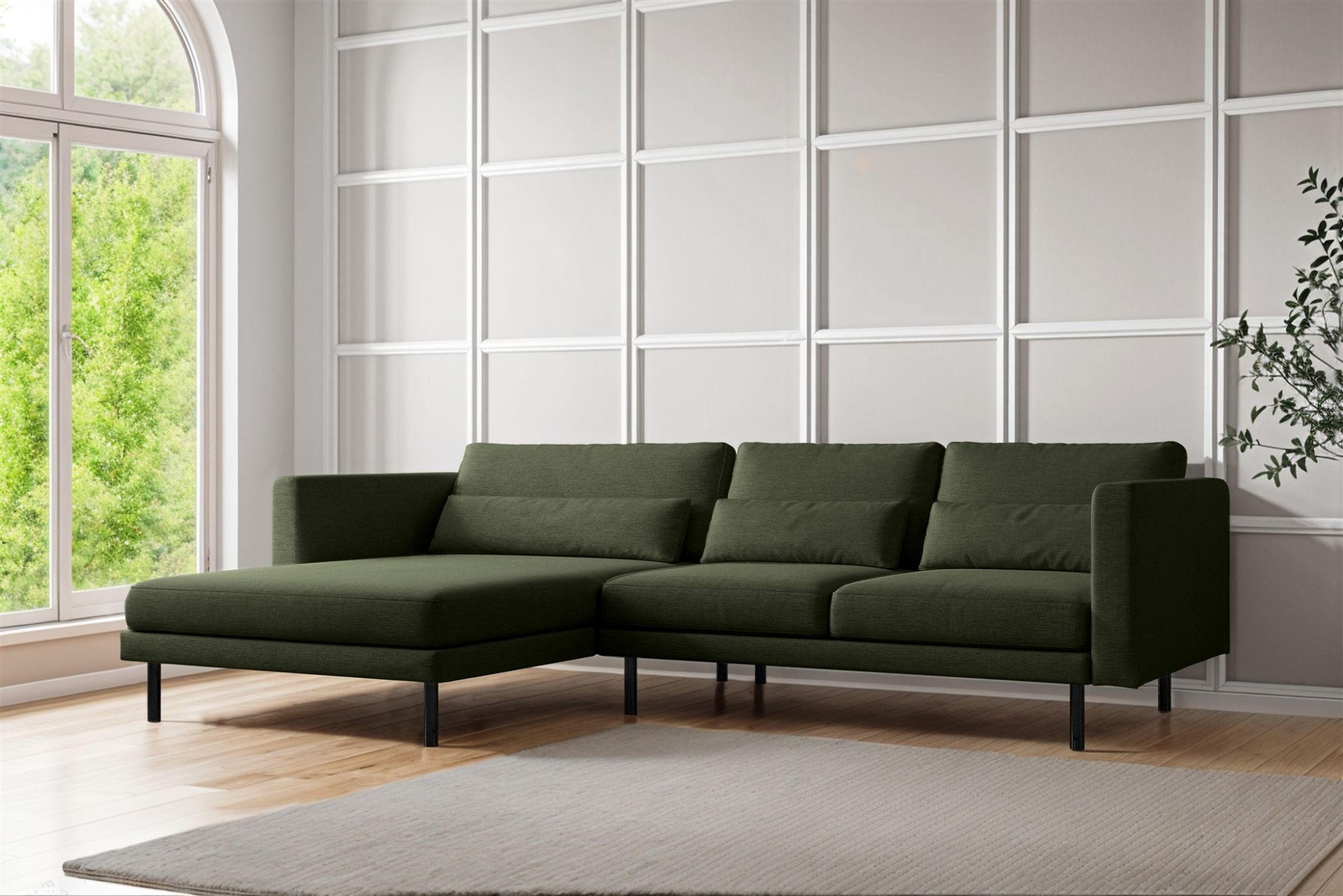 ECKSOFA Agada In Verita - Grün, Holzwerkstoff/Textil (281/174cm) - Fun Möbel