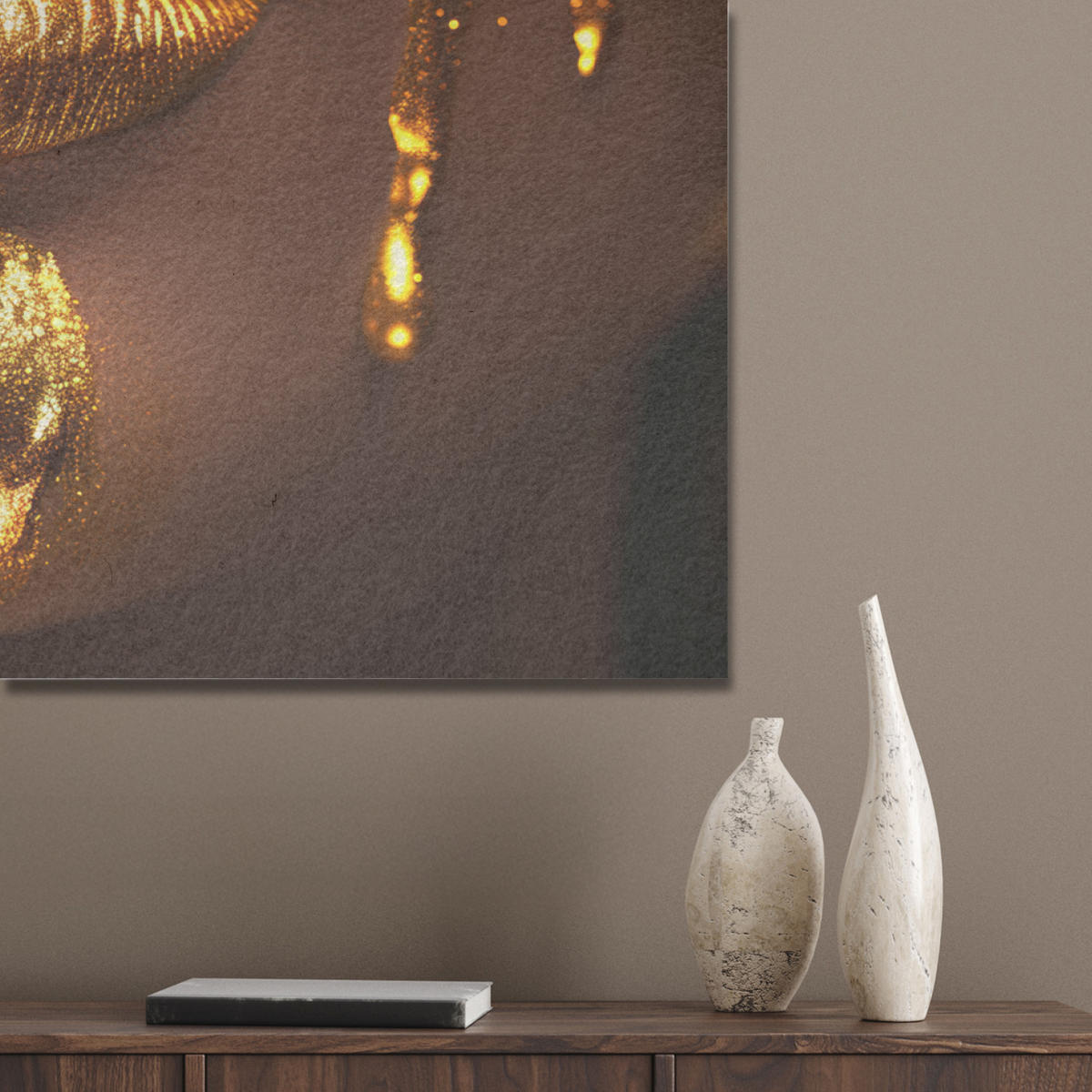 AKUSTIKPANEEL Frau - Gold - Luxus - Porträt 100x70 cm - Goldfarben, Textil (100/0.9/70cm) - MuchoWow