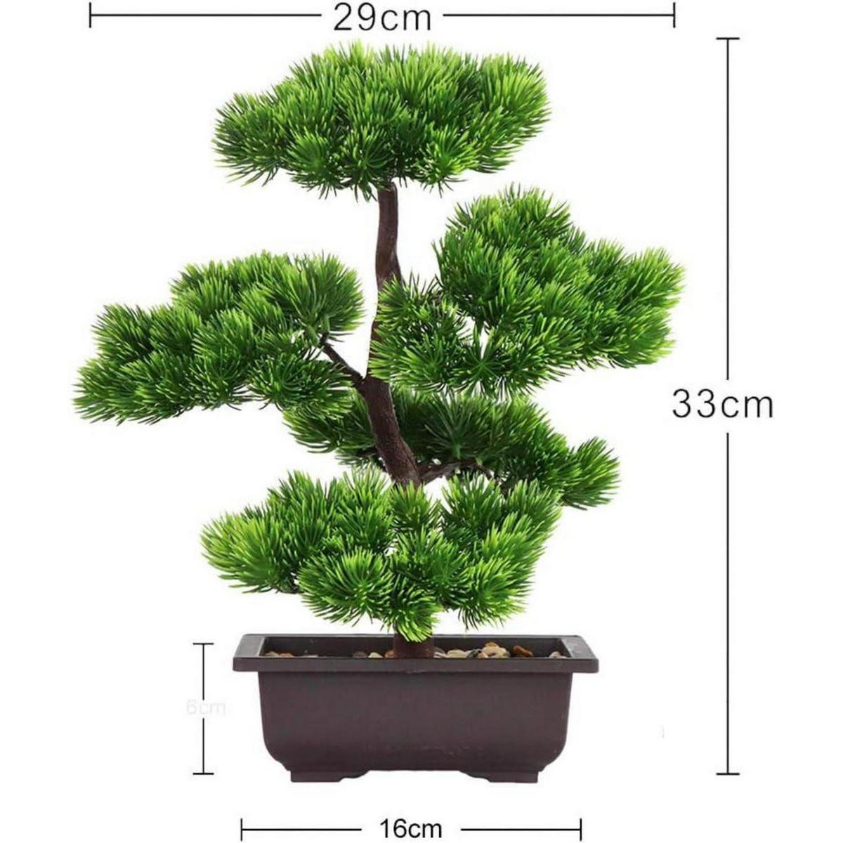 KÜNSTLICHER Bonsai-Baum Kiefer 33 cm - Grün, Kunststoff (30cm)
