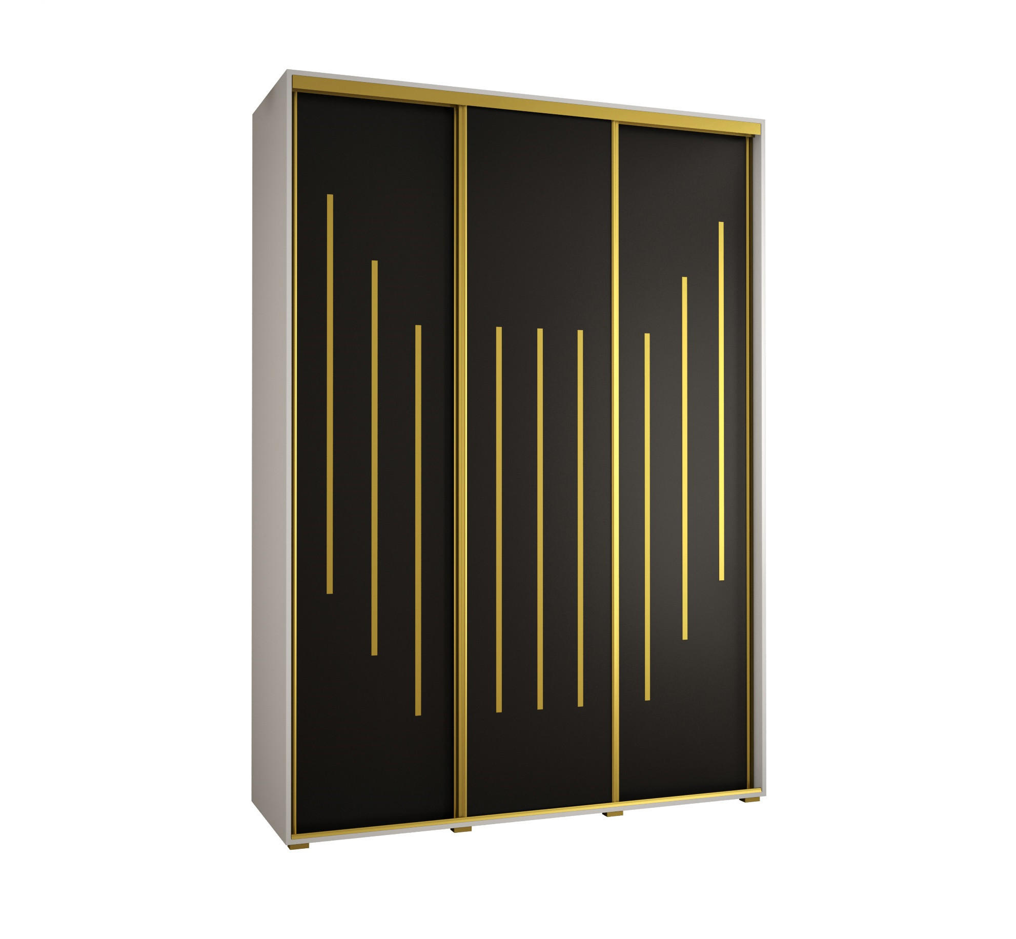 SCHWEBETÜRENSCHRANK 235,2/180/60 3-türig - Goldfarben/Schwarz, Holz/Metall (180/235/60cm) - Abiks Möbel