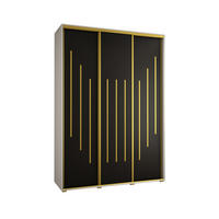 SCHWEBETÜRENSCHRANK 235,2/180/60 3-türig - Goldfarben/Schwarz, Holz/Metall (180/235/60cm) - Abiks Möbel