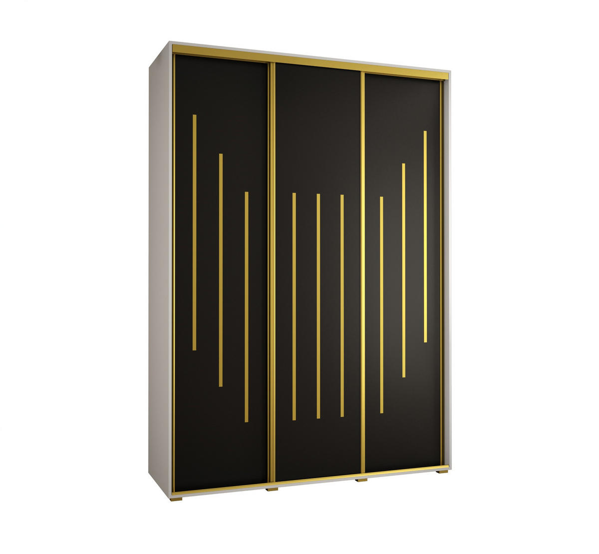 SCHWEBETÜRENSCHRANK 235,2/180/60 3-türig - Goldfarben/Schwarz, Holz/Metall (180/235/60cm) - Abiks Möbel