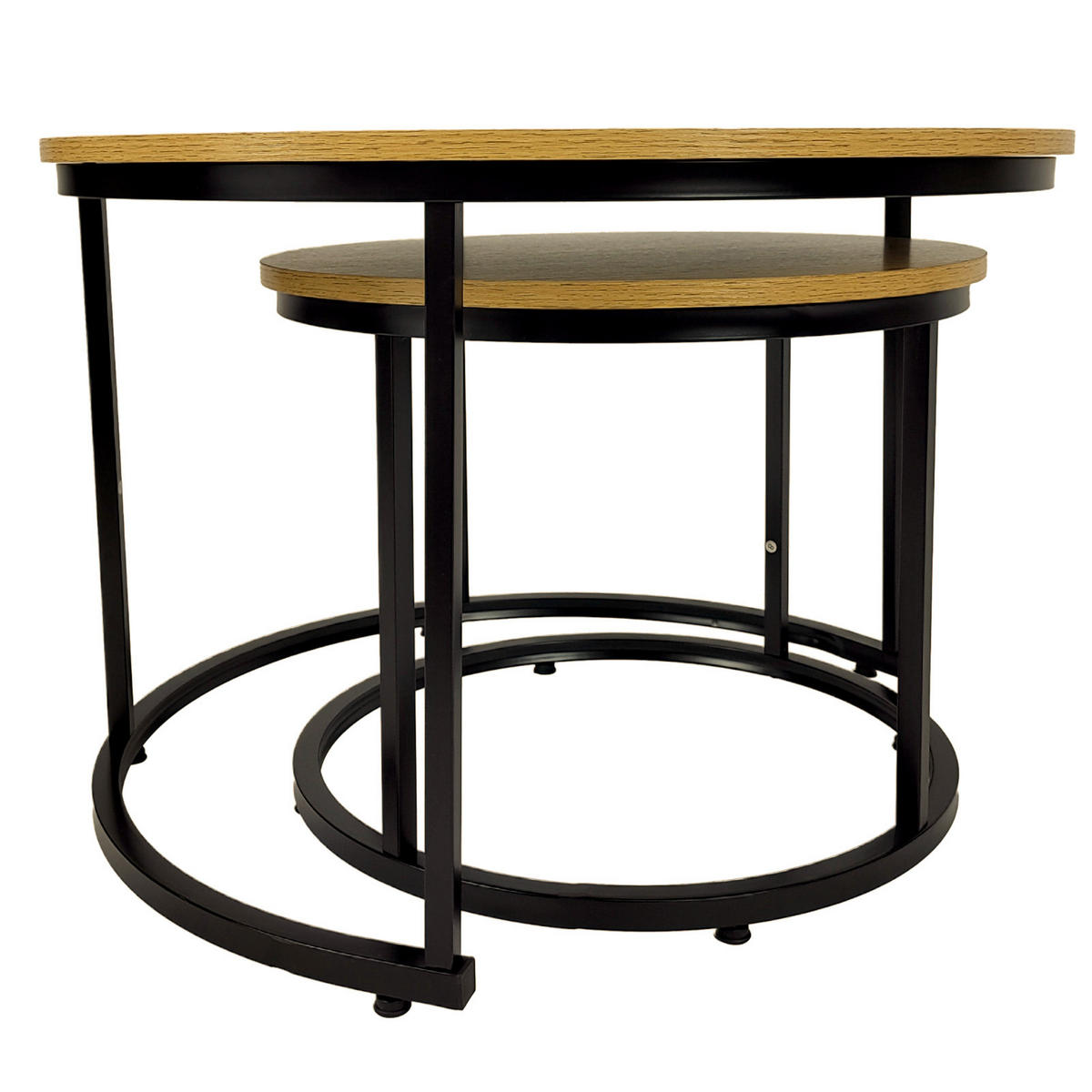 COUCHTISCH Holzoptik Metall Eichefarben Schwarz 2er Set 47x53x53 cm - Eichefarben/Schwarz, Holzwerkstoff/Metall (53/53/47cm) - Begryf