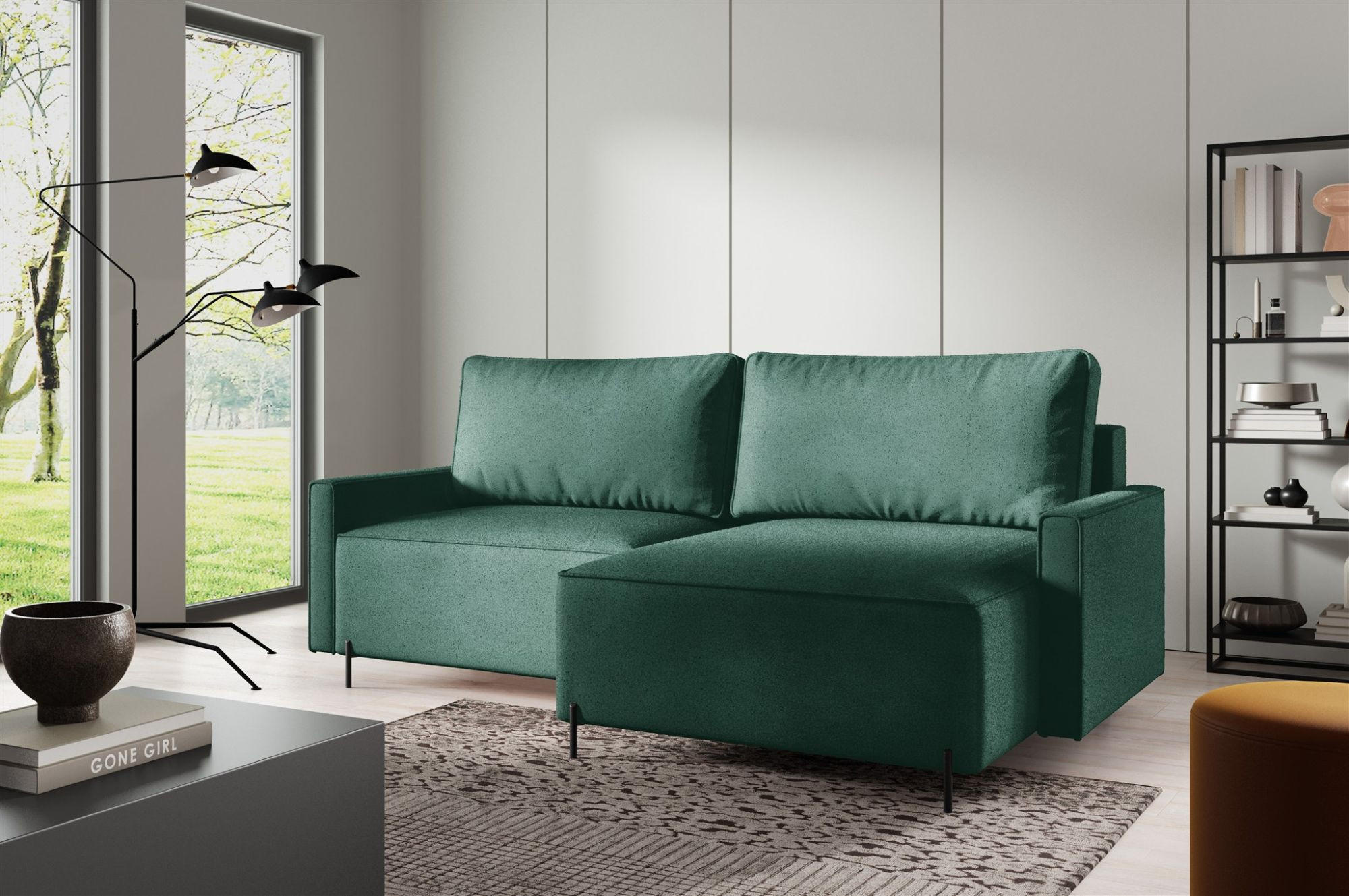 ECKSOFA Braga Mit Schlaffunktion - Grün, Holzwerkstoff/Textil (229/148cm) - Fun Möbel
