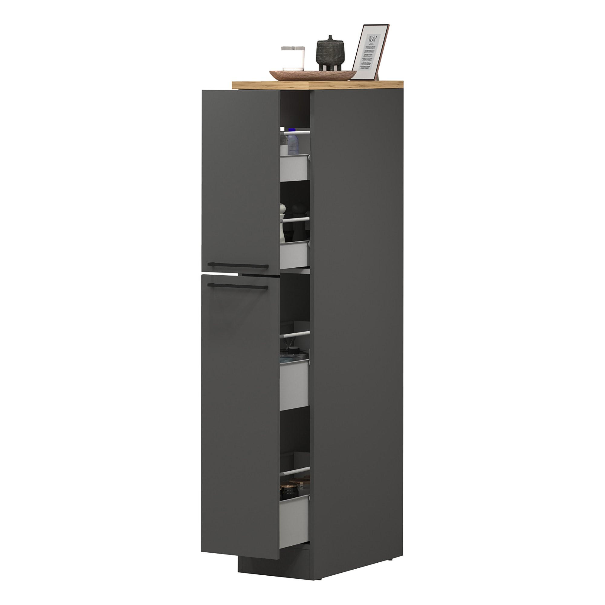 KÜCHENSCHRANK Anthrazit, Eiche 60/30/165 cm - Eichefarben/Anthrazit, Holzwerkstoff (30/165/60cm) - DMORA