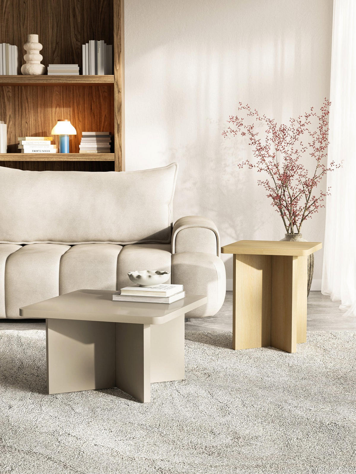 KONFERENČNÝ stolík Qubeo Kašmírovo sivá 60 cm - taupe, kompozitné drevo (60/60/35cm) - Selsey