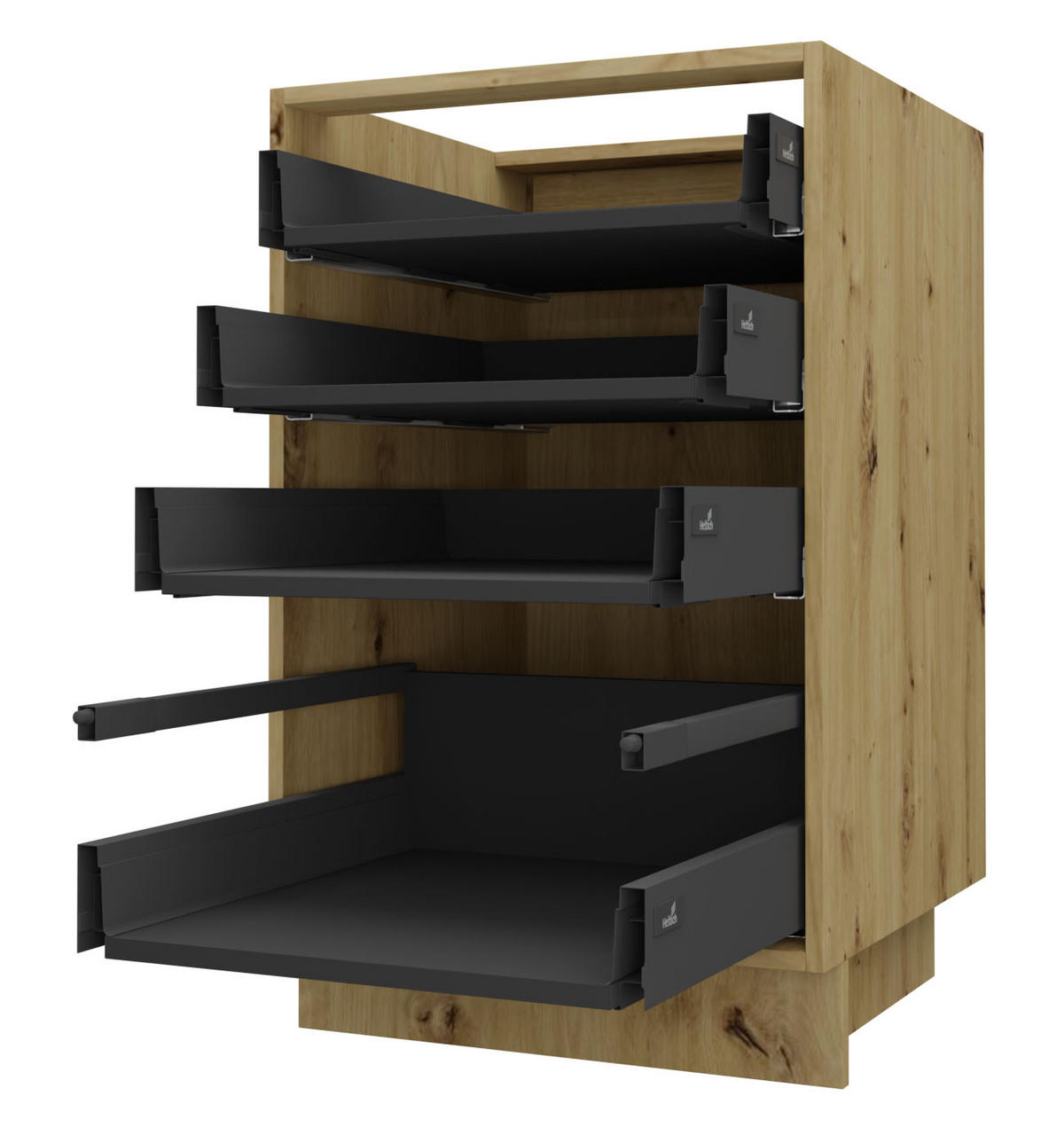 SCHUBLADENUNTERSCHRANK Brerra D4A/40 Korpus eiche artisan / Front RAL 6025 farngrün Matt 40 / 50 / 82 cm - Eiche Artisan/Grün, Holz/Holzwerkstoff (40/82/50cm) - Feldmann-Wohnen