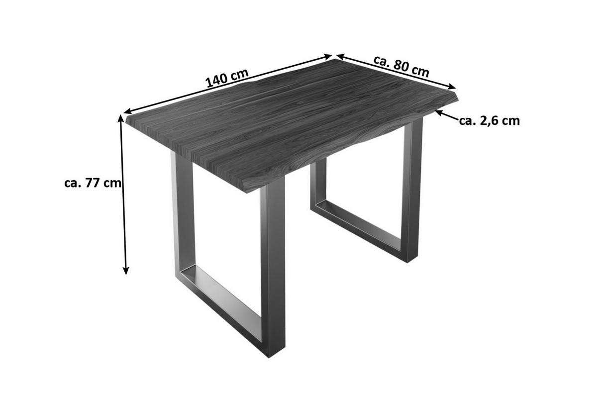 ESSTISCH LAUREN - Silberfarben/Nussbaumfarben, Holz/Metall (80/140/77cm) - SAM
