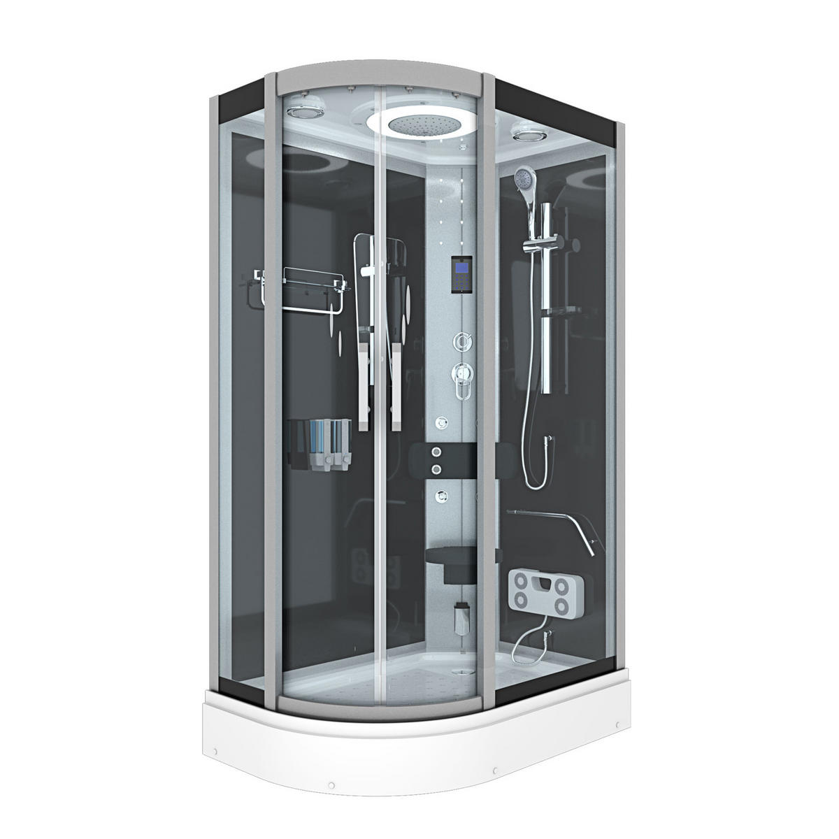 DUSCHE Duschkabine D60-73T0L Schwarz 120x80 - Schwarz, Glas/Kunststoff (120/80/215cm) - AcquaVapore by Sandra Jentho