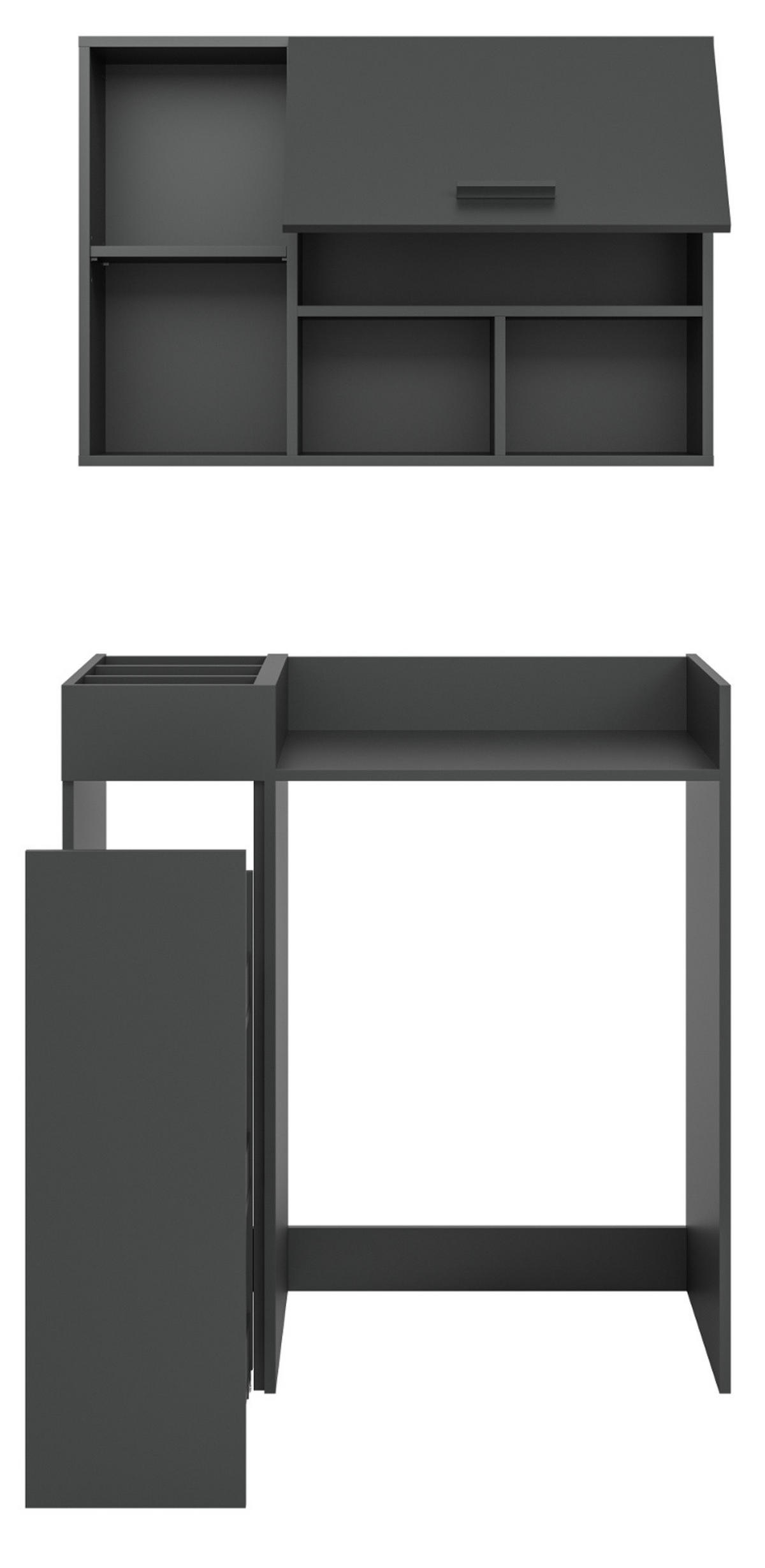 WASCHMASCHINENSCHRANK grau Set 3-teilig 95 x 195 cm, Waschmaschinenumbau mit Stauraum - Schwarz/Grau, Holzwerkstoff/Kunststoff (95/195/60cm) - Inn.Furn