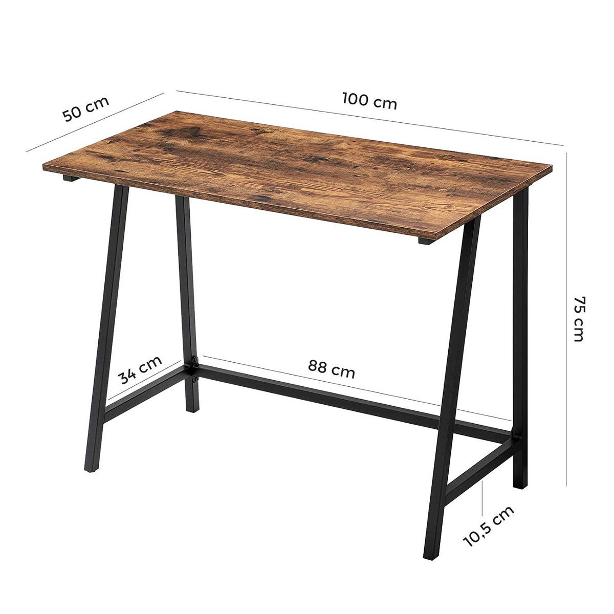 SCHREIBTISCH, braun/schwarz - Braun, Holzwerkstoff (50/100/75cm) - A2A Home