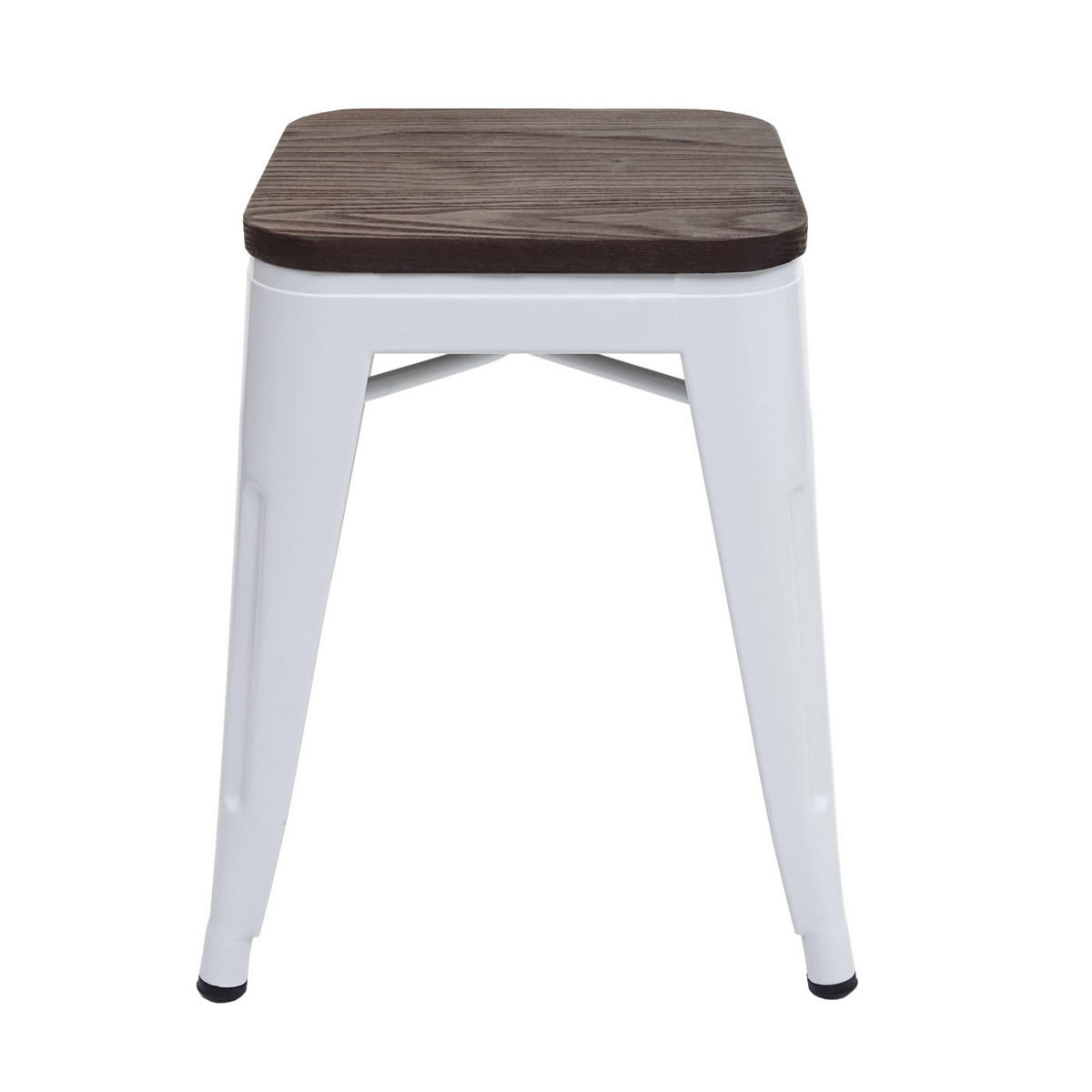 HOCKER INKL. HOLZ-SITZFLÄCHE Weiß - Weiß, Holz (39/45/39cm) - MCW