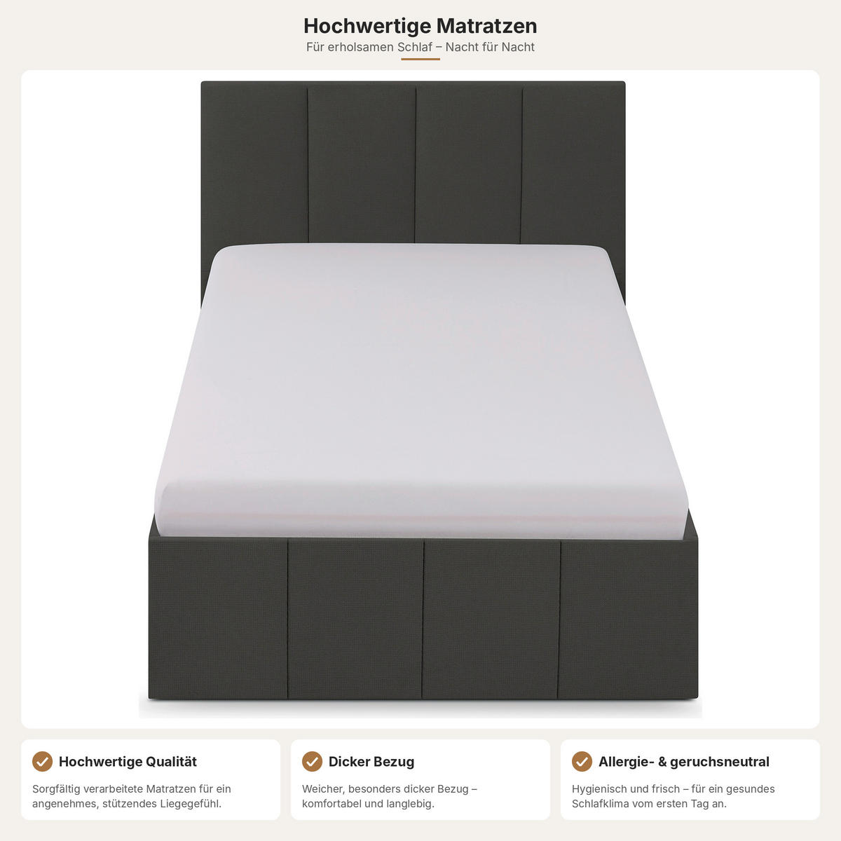 POLSTERBETT Dalas Anthrazit 100 x 200 x 40 cm Stauraum Mit hochwertiger Matratze H2 (bis 100 kg) und Lattenrost - Anthrazit, Holz (100/200cm) - Halmon Schlafkomfort Betten 