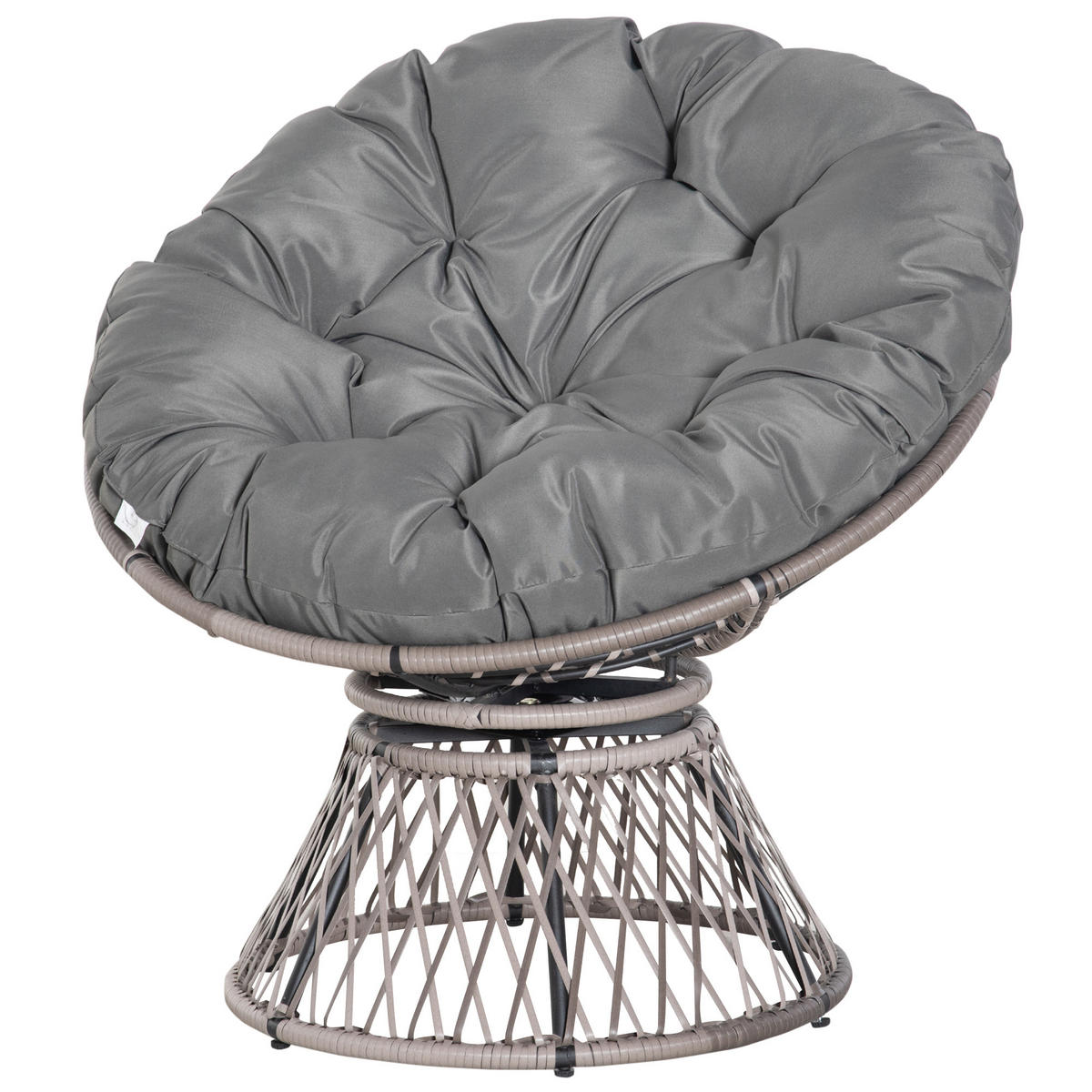 GARTEN-RELAXSESSEL DE-13563 360° drehbar, geflochtene Resine Grau - Grau, Metall (97/86/87cm) - ComfortXL