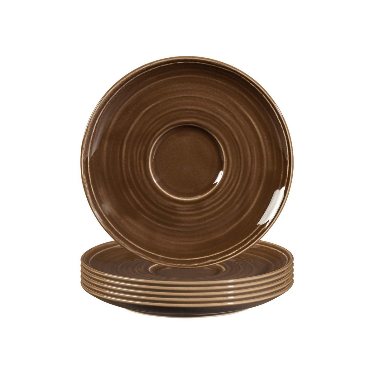 KOMBI-UNTERTASSEN Terra Erdbraun ø 16,1 cm 6er Set - Braun, Keramik (16.1cm) - Seltmann Weiden