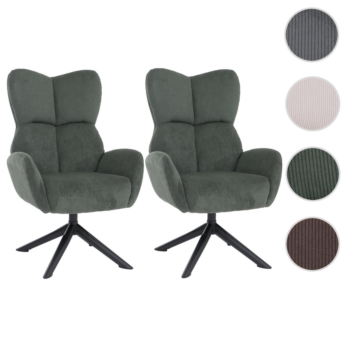 ESSZIMMERSTUHL Grün 2er-Set - Grün, Textil (72/106/71cm) - MCW