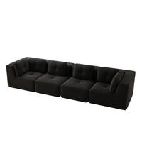 SOFA 386/104/69 cm in Schwarz, modular mit Cordbezug - Schwarz, Textil (104/69/386cm) - Flora Grace