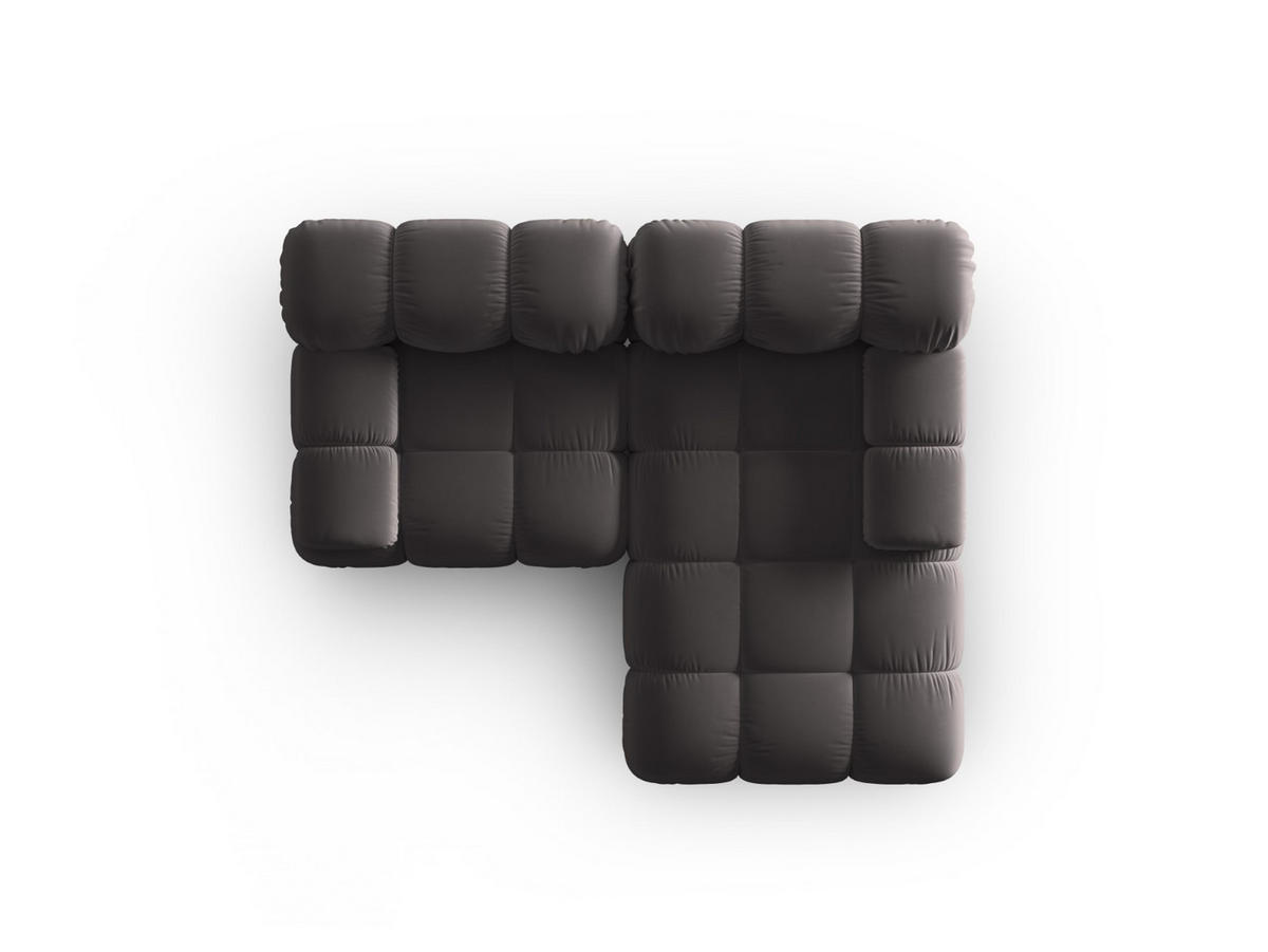 MODULARES-ECKSOFA rechts Bellis aus Samt dunkelgrau 3 Sitzplätze - Dunkelgrau, Textil (157/191cm) - Micadoni