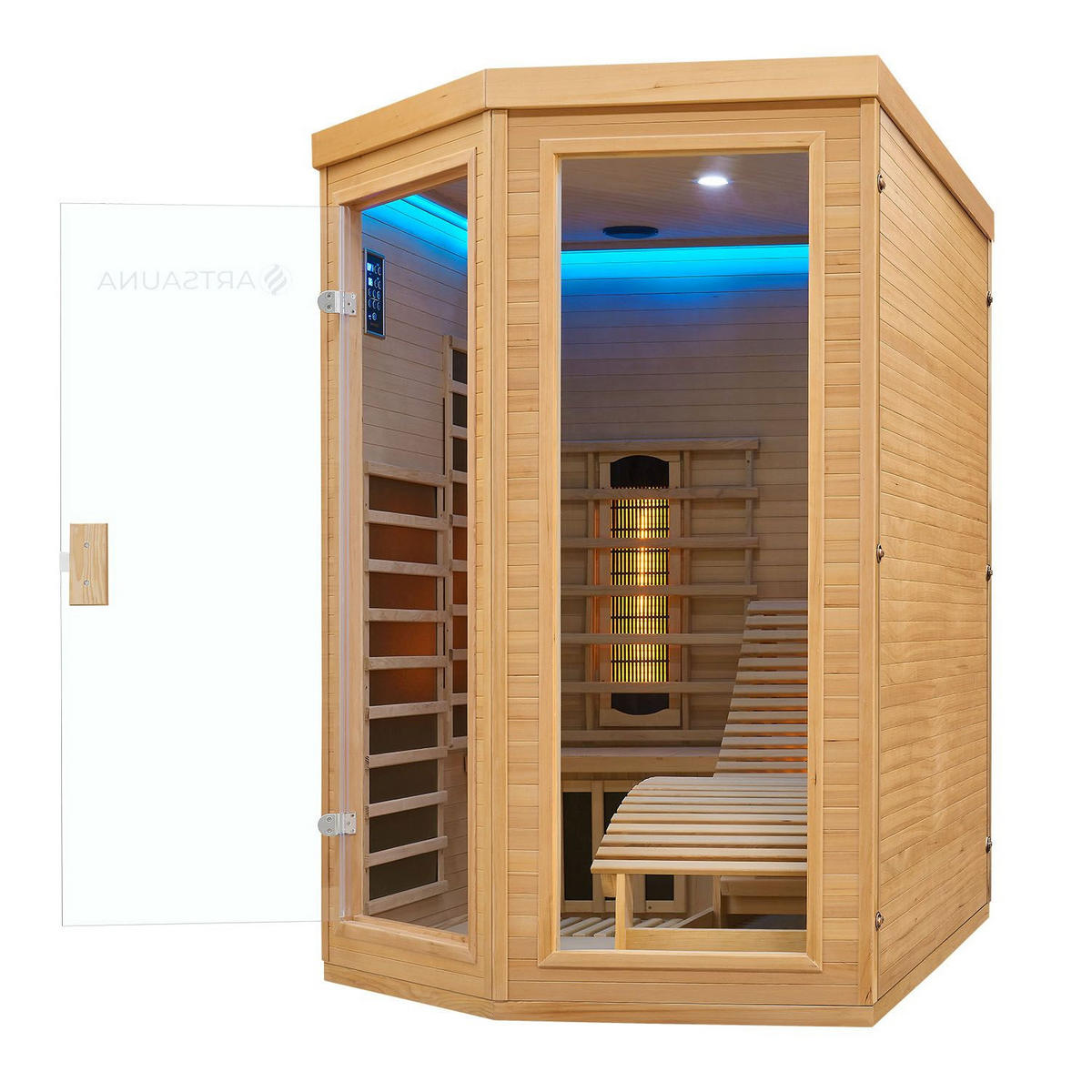 INFRAROTKABINE Esbjerg mit Triplex-Heizsystem & Hemlockholz - Naturfarben, Holz (130/190/190cm) - Artsauna