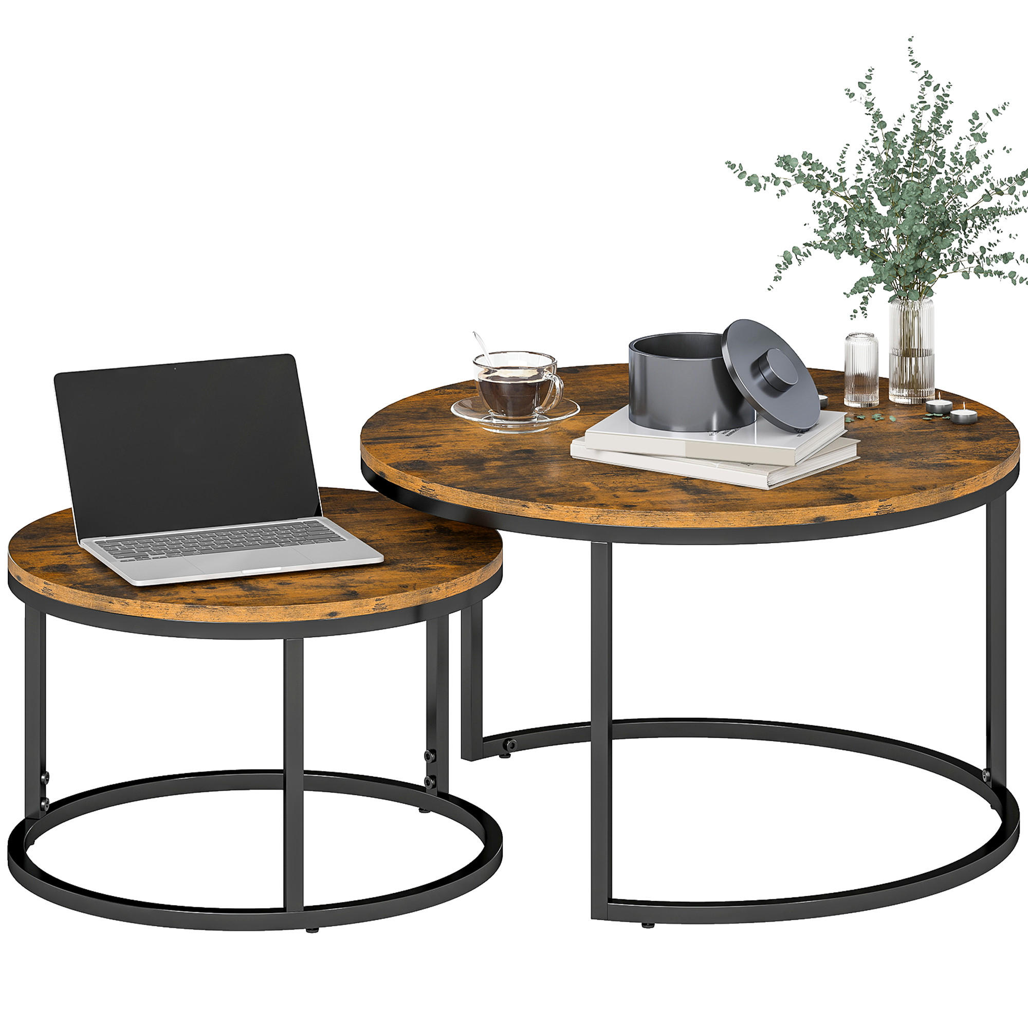 COUCHTISCH DE-15795 nestbar Rostbraun - Braun, Metall (78.5/78.5/46.5cm) - ComfortXL