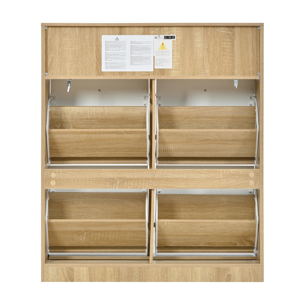 SCHUHSCHRANK aus Spanplatte 90x24x104,5cm in Natur mit 4 Klappen - Naturfarben, Holzwerkstoff (90/104.5/24cm) - Modfu
