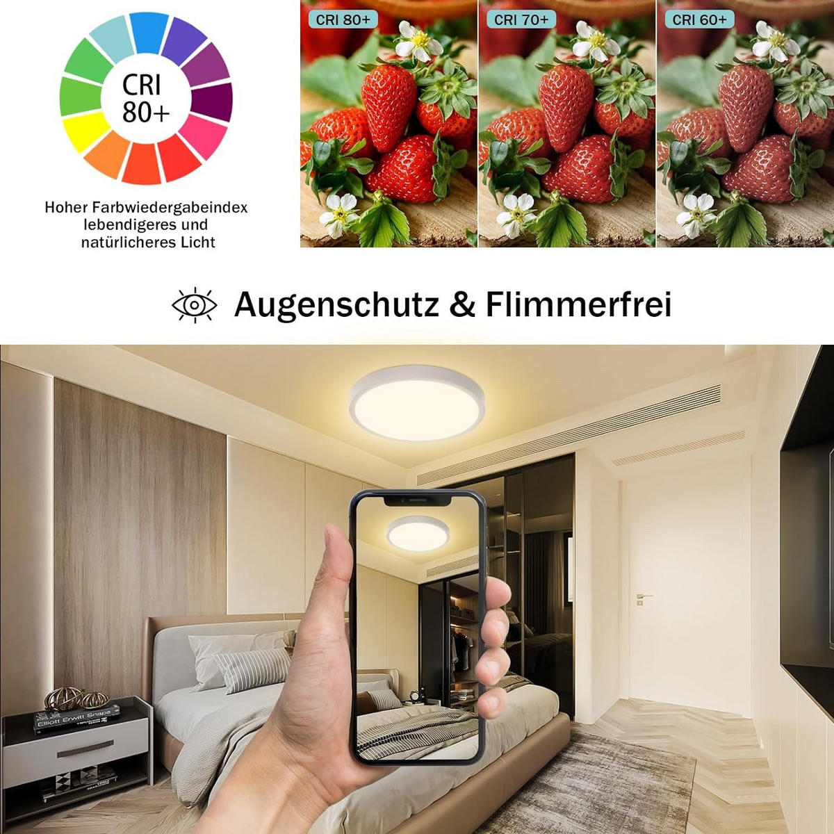 LED-DECKENLEUCHTE Hardy 23/23/3 cm - Weiß, Kunststoff (23/23/3cm) - Nettlife