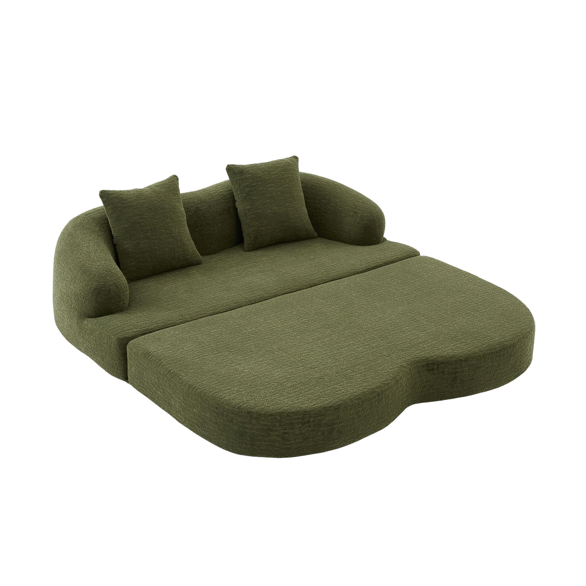SCHLAFSOFA, 2 Sitzer aus Chenille, Klappsofa Bodensofa mit Schlaffunktion, Grün - Grün, Textil (157/44/153cm) - LVHOM