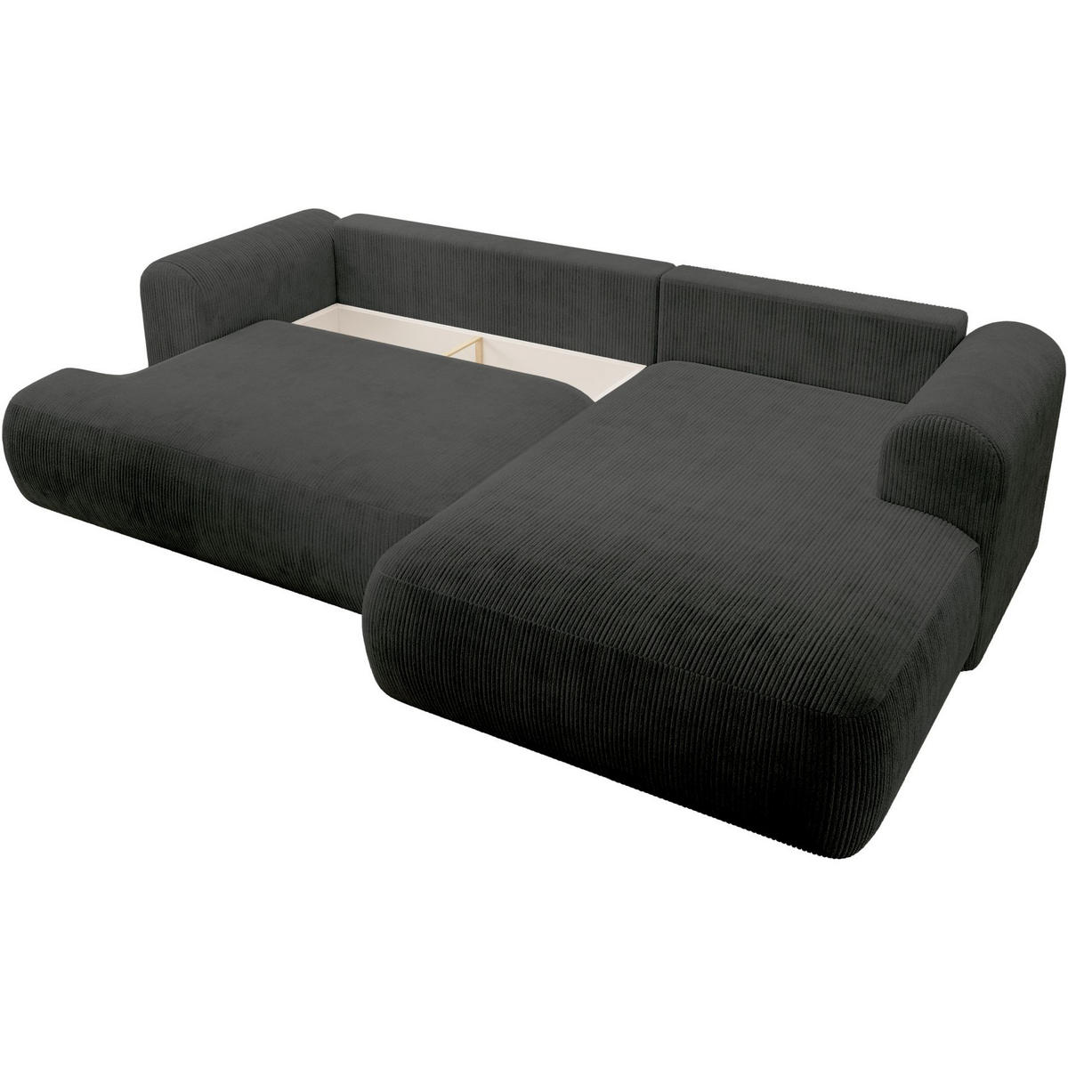 ECKSOFA Ovo Cord mit Cordbezug Dunkelgrau, rechts - Dunkelgrau/Schwarz, Textil (260/165cm) - Selsey