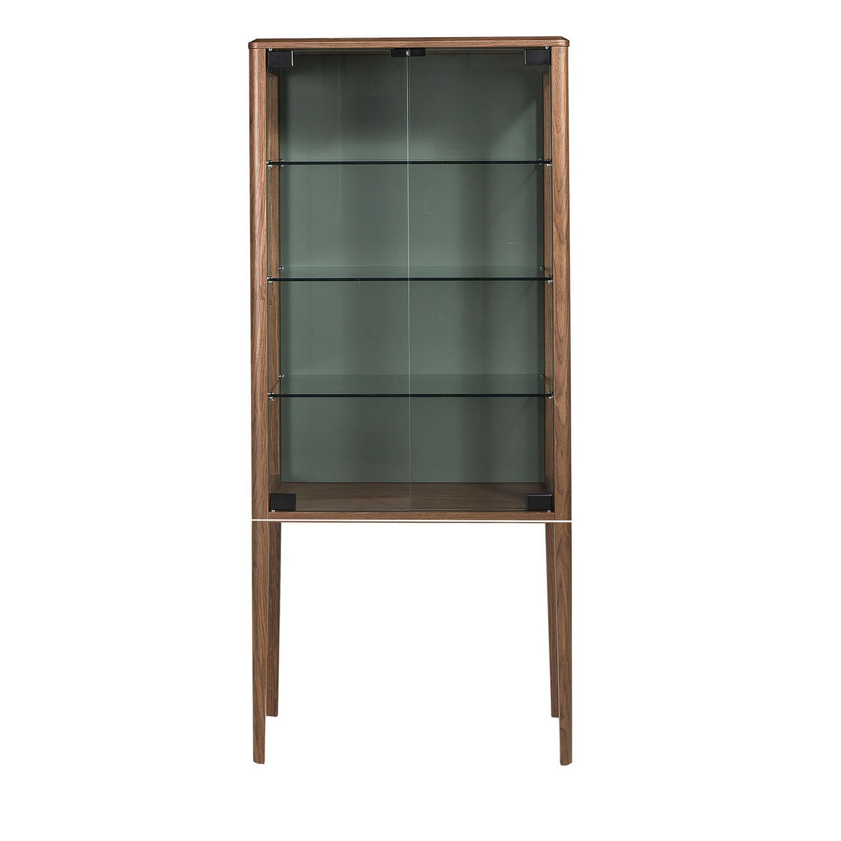 HIGHBOARD aus gehärtetem Glas und Nussbaum mit Innenbeleuchtung 80/40/180 cm - Dunkelgrün/Walnussfarben, Glas/Holzwerkstoff (80/180/40cm) - ANGEL CERDA